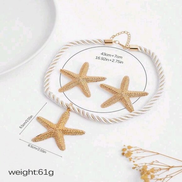 Starfish Jewelry Set | Boho Beach Summer Style | 14k Gold Plated - Picture 6 of 10